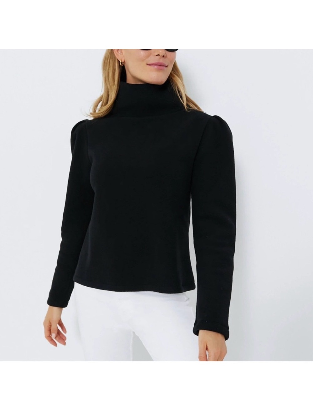 Dudley Stephens Black Palmer Puff Sleeve Turtleneck Women’s Size XXL